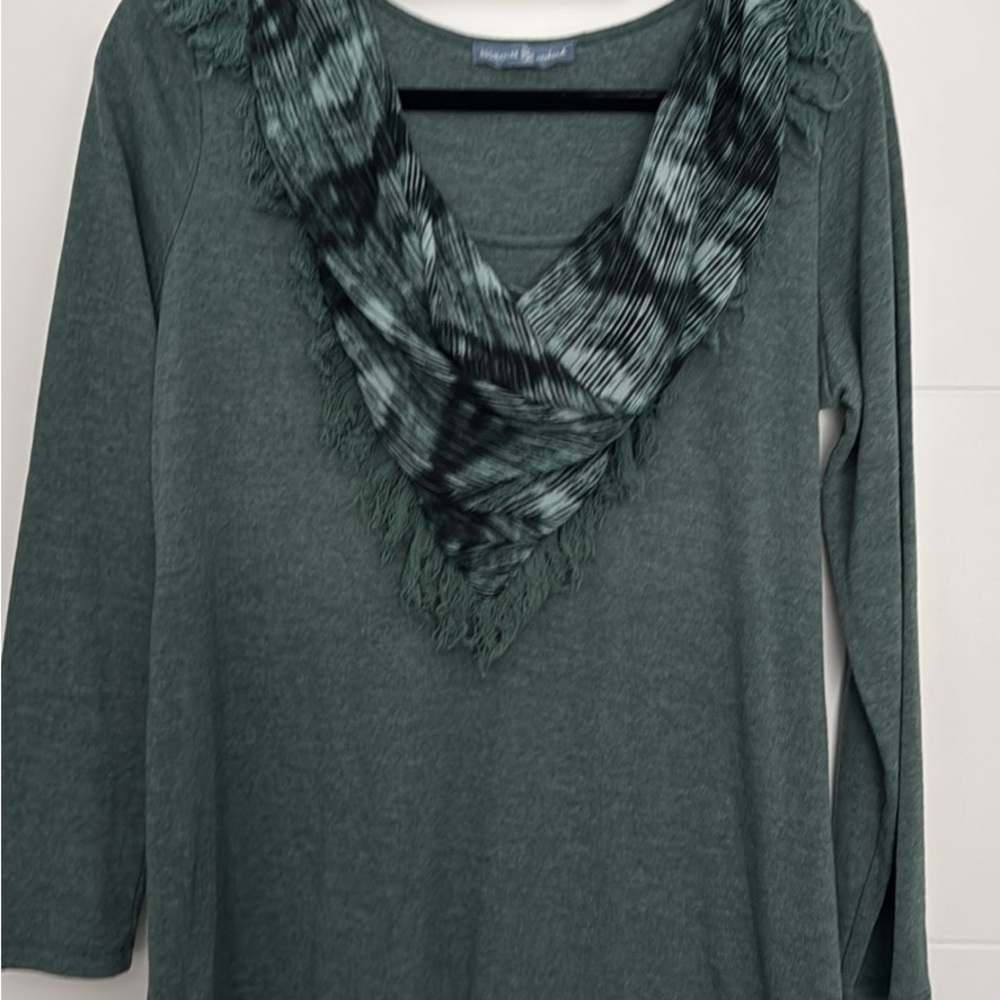 Elegant Green Top with Matching Scarf
